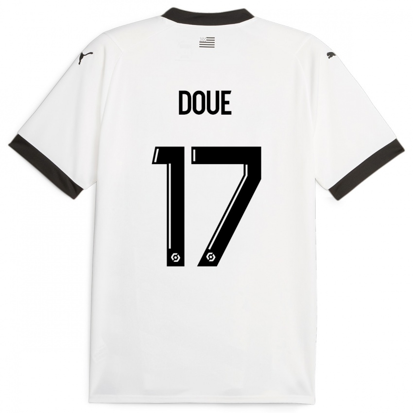 Hombre Camiseta Guéla Doué #17 Blanco 2ª Equipación 2023/24 La Camisa