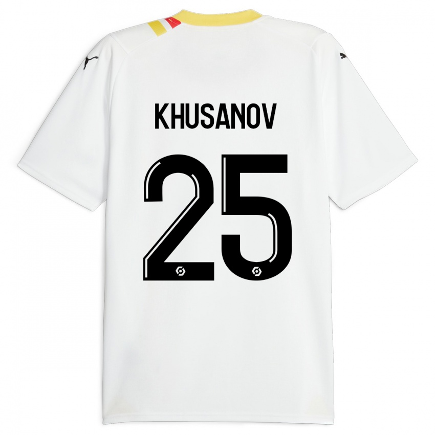 Hombre Camiseta Abdukodir Khusanov #25 Negro 2ª Equipación 2023/24 La Camisa