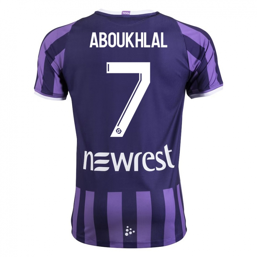 Hombre Camiseta Zakaria Aboukhlal #7 Morado 2ª Equipación 2023/24 La Camisa
