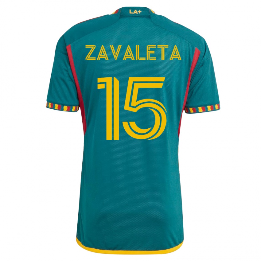 Hombre Camiseta Eriq Zavaleta #15 Verde 2ª Equipación 2023/24 La Camisa