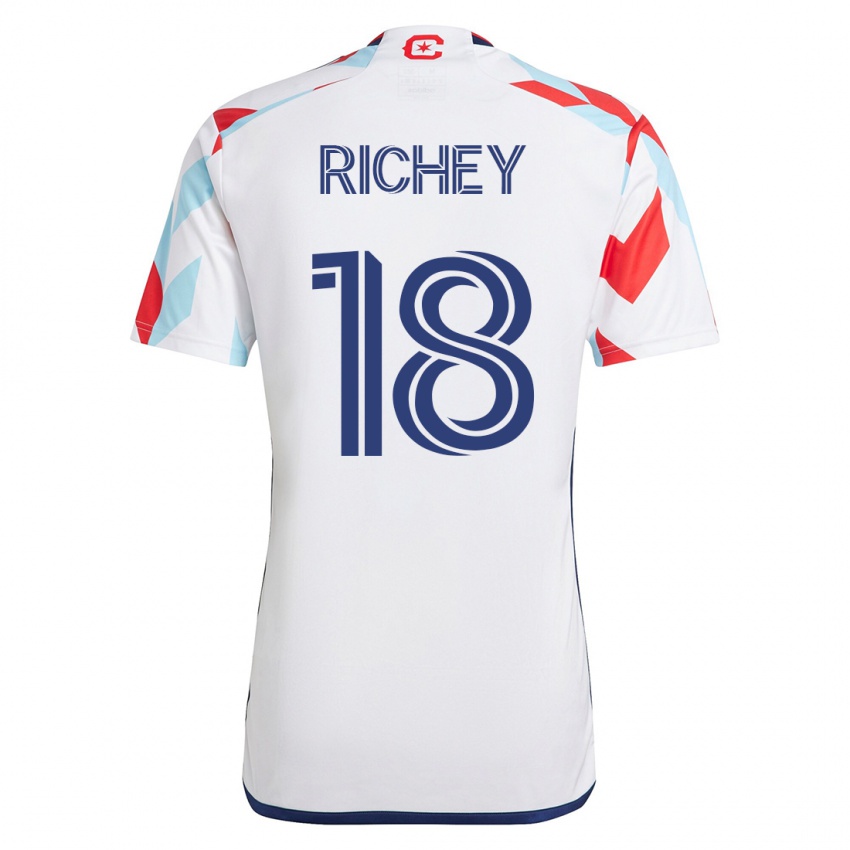 Hombre Camiseta Spencer Richey #18 Blanco Azul 2ª Equipación 2023/24 La Camisa