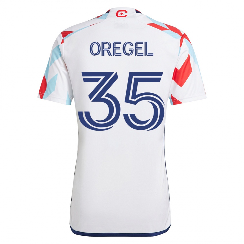 Hombre Camiseta Sergio Oregel #35 Blanco Azul 2ª Equipación 2023/24 La Camisa