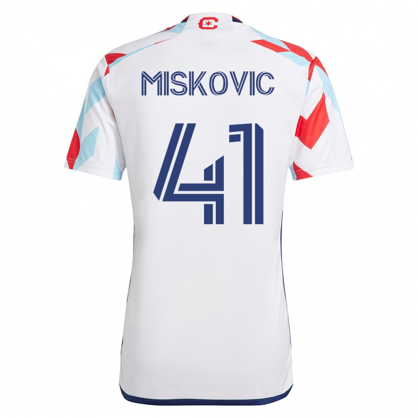 Hombre Camiseta Mihajlo Miskovic #41 Blanco Azul 2ª Equipación 2023/24 La Camisa