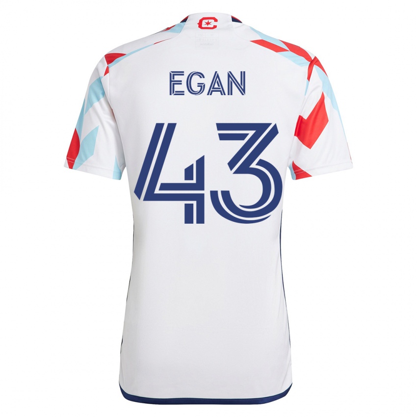 Hombre Camiseta Noah Egan #43 Blanco Azul 2ª Equipación 2023/24 La Camisa