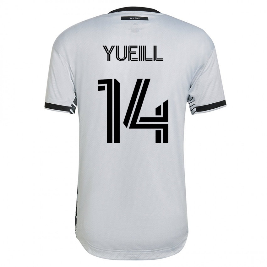 Hombre Camiseta Jackson Yueill #14 Blanco 2ª Equipación 2023/24 La Camisa