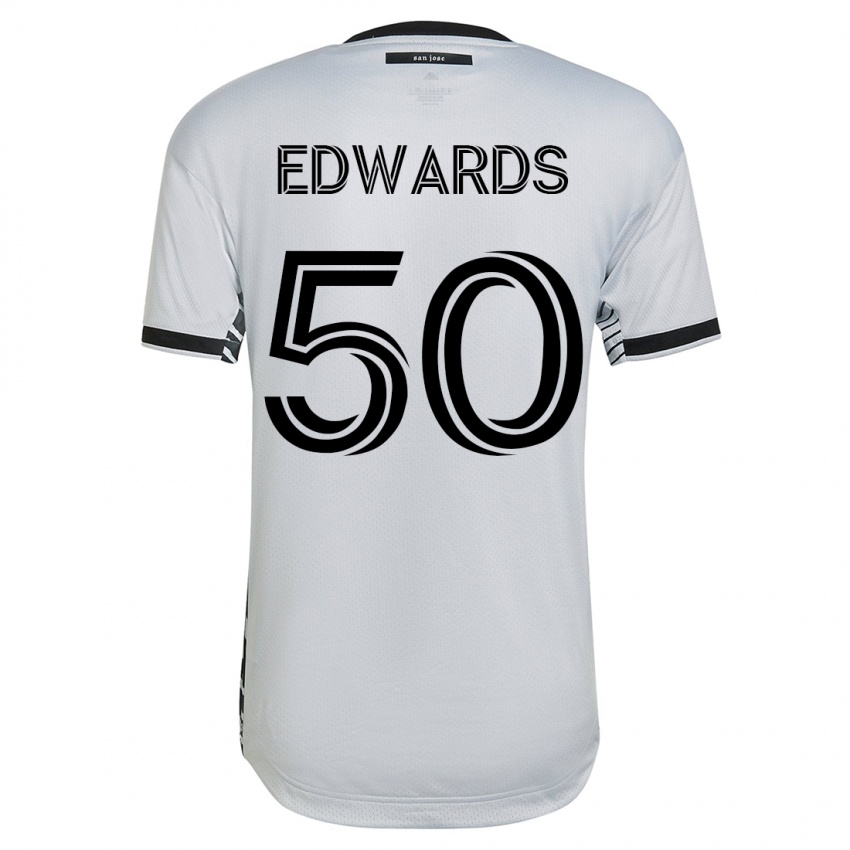 Hombre Camiseta Aaron Edwards #50 Blanco 2ª Equipación 2023/24 La Camisa