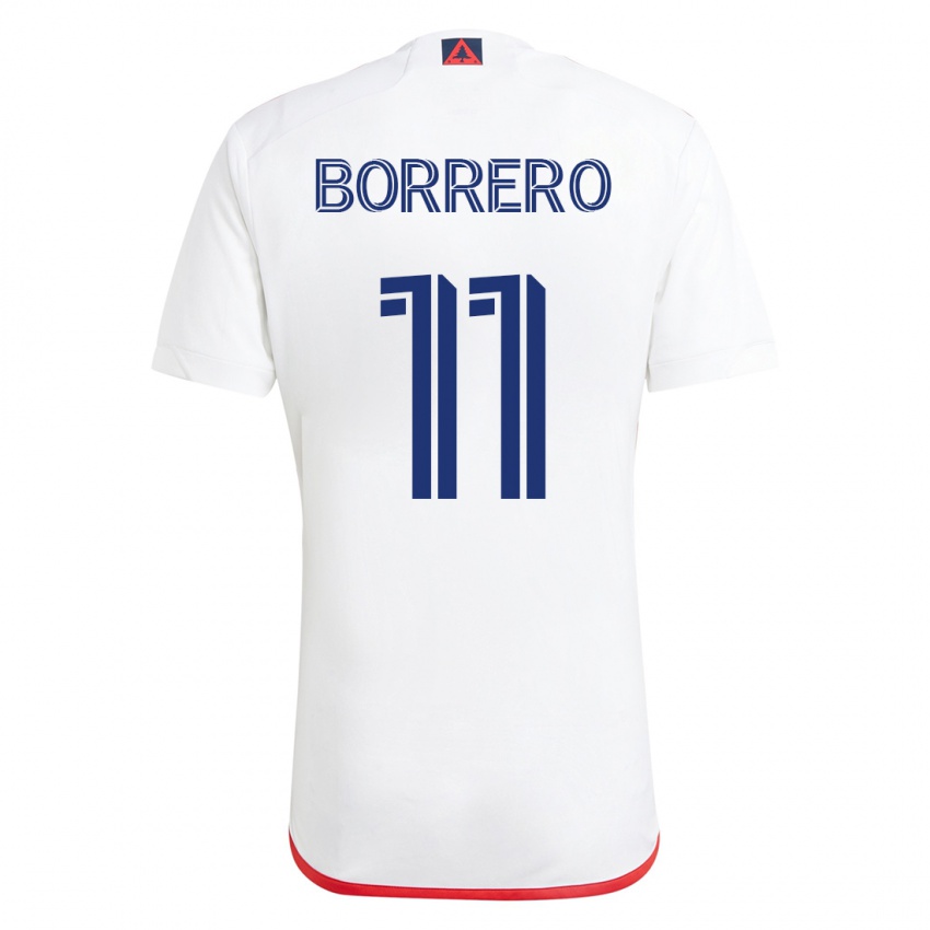 Hombre Camiseta Dylan Borrero #11 Blanco Rojo 2ª Equipación 2023/24 La Camisa