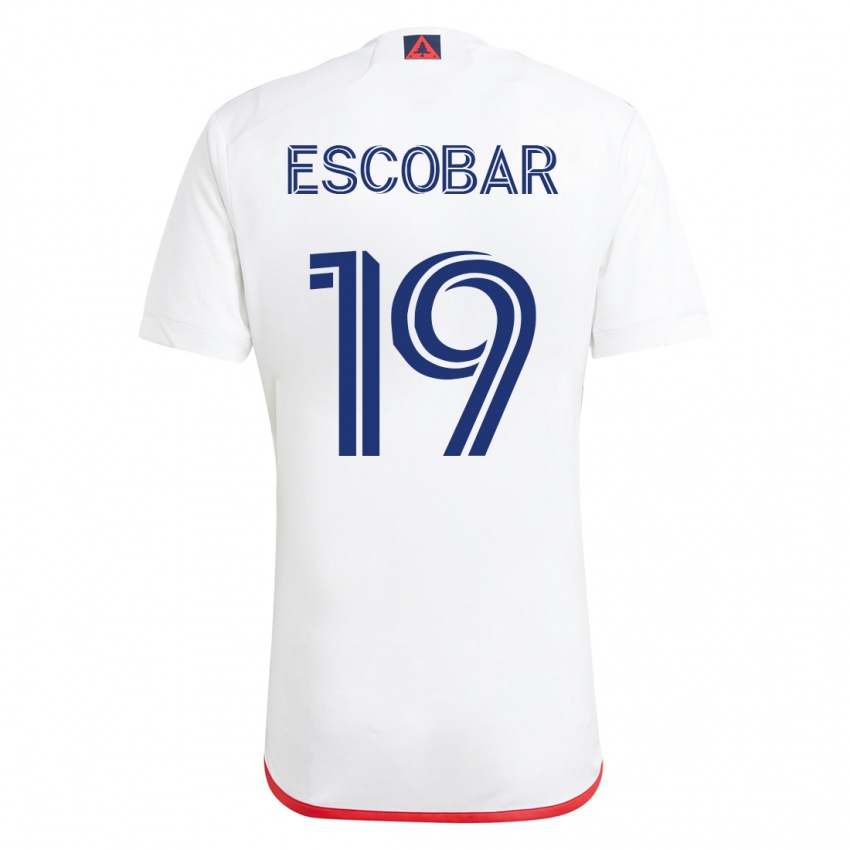 Hombre Camiseta Olger Escobar #19 Blanco Rojo 2ª Equipación 2023/24 La Camisa