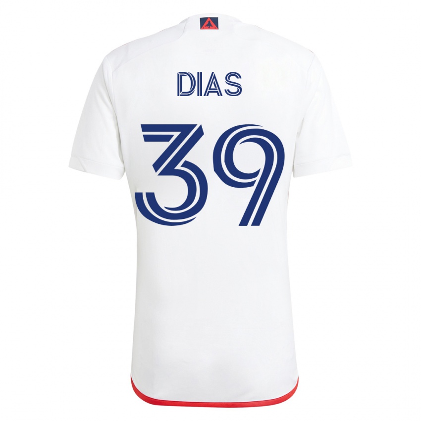 Hombre Camiseta Marcos Dias #39 Blanco Rojo 2ª Equipación 2023/24 La Camisa