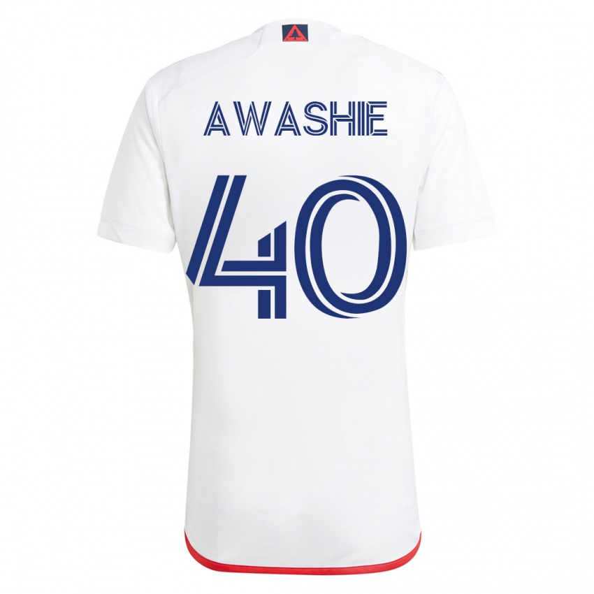Hombre Camiseta Ben Awashie #40 Blanco Rojo 2ª Equipación 2023/24 La Camisa
