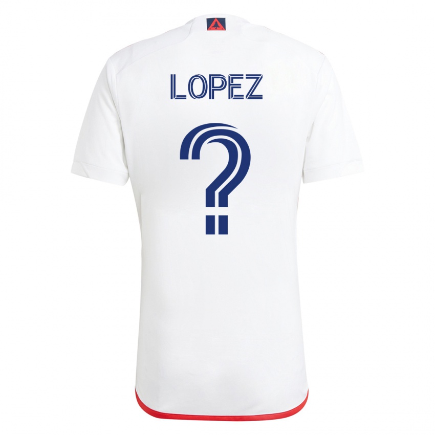 Hombre Camiseta Darwin Lopez #0 Blanco Rojo 2ª Equipación 2023/24 La Camisa