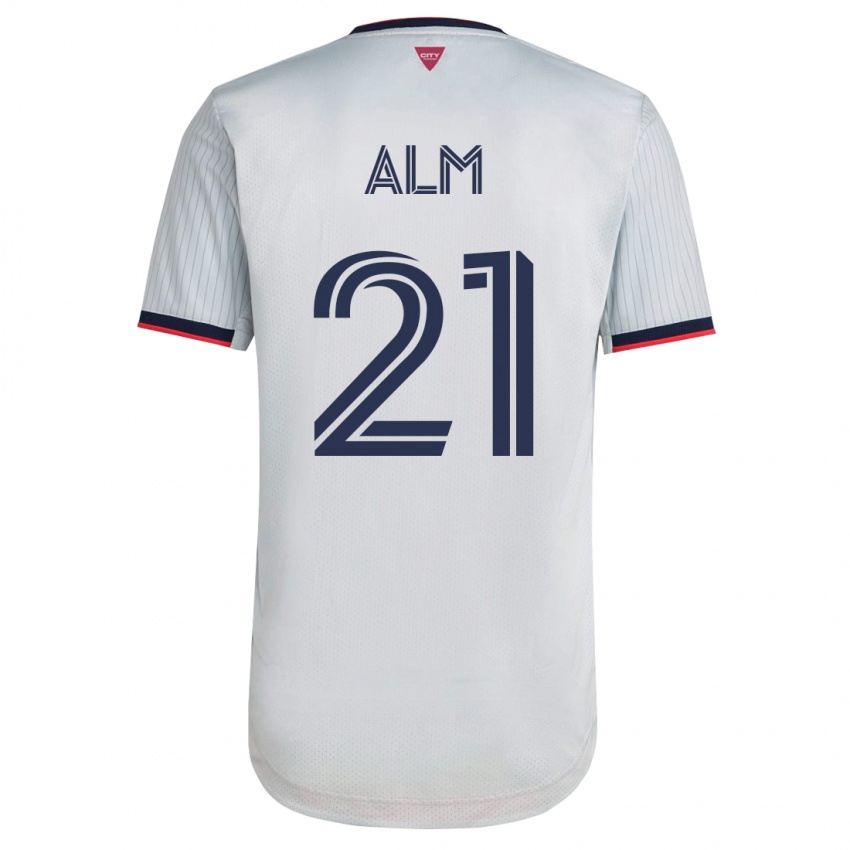 Hombre Camiseta Rasmus Alm #21 Blanco 2ª Equipación 2023/24 La Camisa