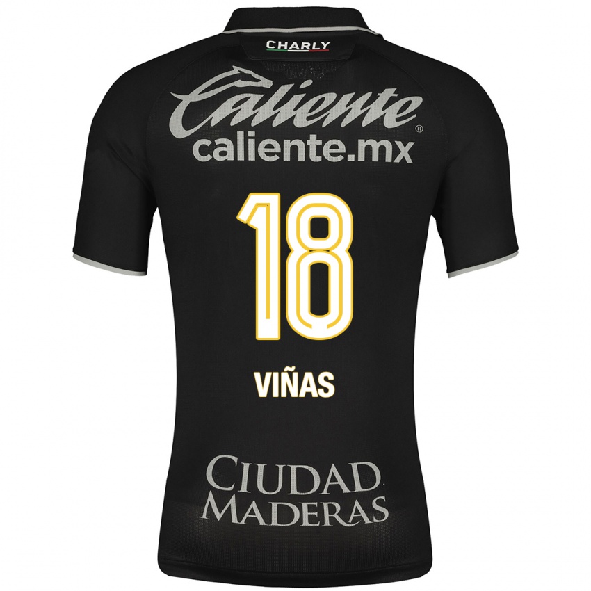 Hombre Camiseta Federico Viñas #18 Negro 2ª Equipación 2023/24 La Camisa