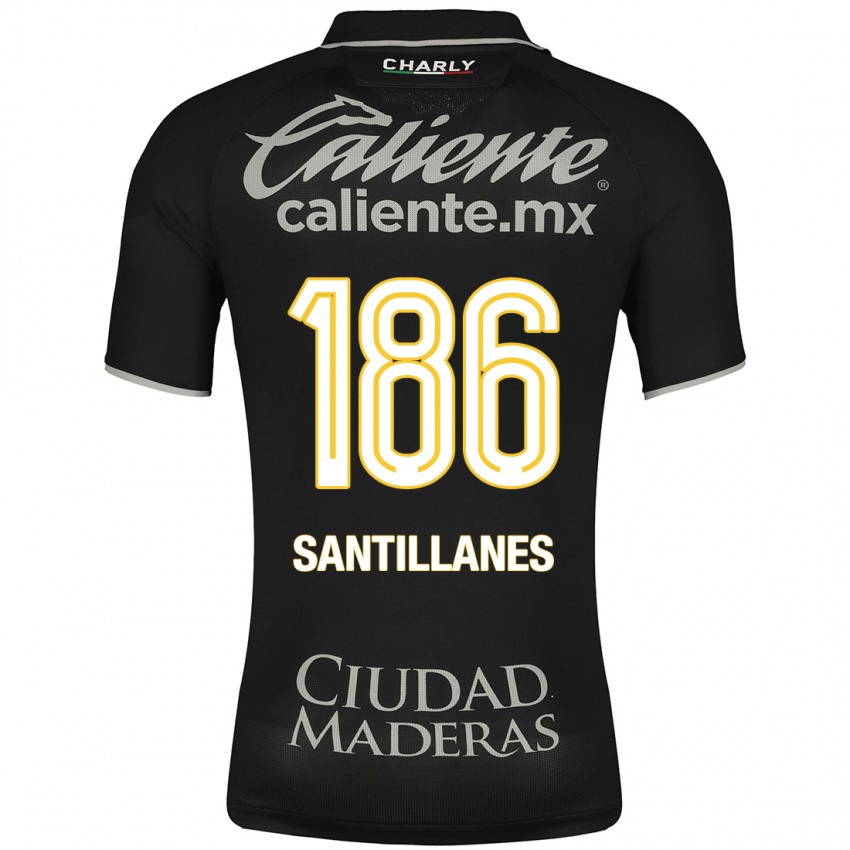 Hombre Camiseta Antonio Santillanes #186 Negro 2ª Equipación 2023/24 La Camisa