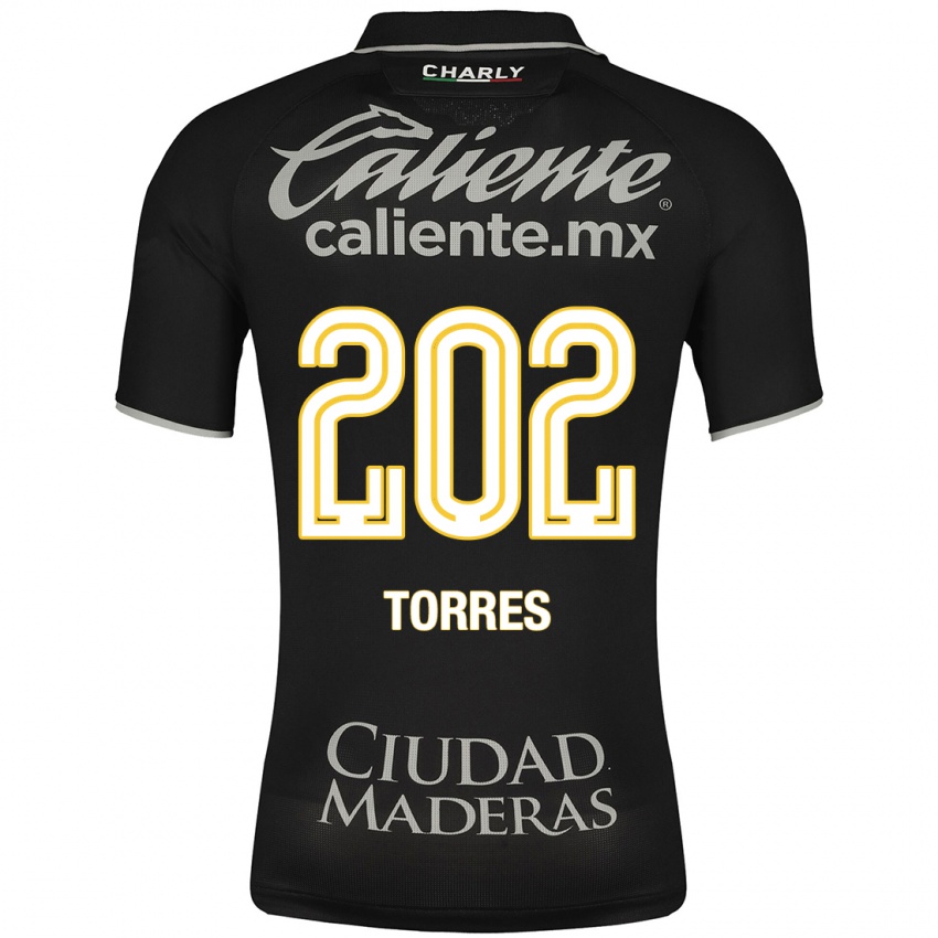 Hombre Camiseta Erick Torres #202 Negro 2ª Equipación 2023/24 La Camisa