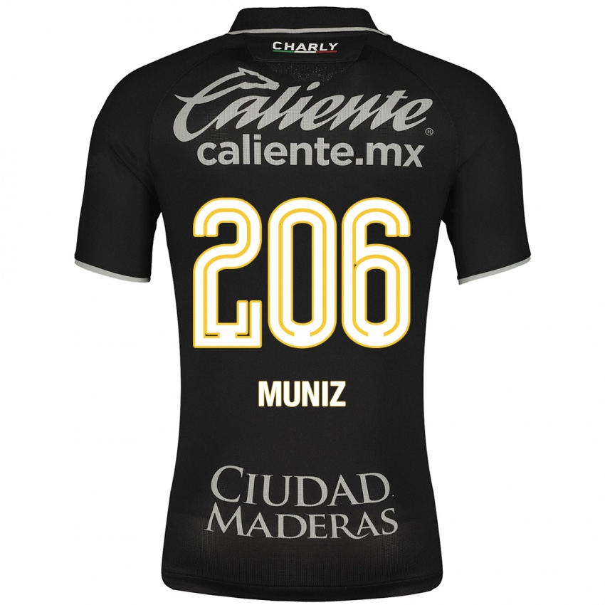 Hombre Camiseta Isaác Muñíz #206 Negro 2ª Equipación 2023/24 La Camisa