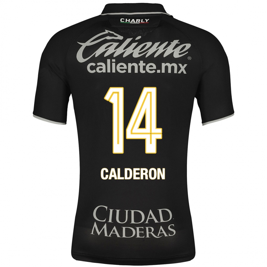 Hombre Camiseta Daniela Calderón #14 Negro 2ª Equipación 2023/24 La Camisa