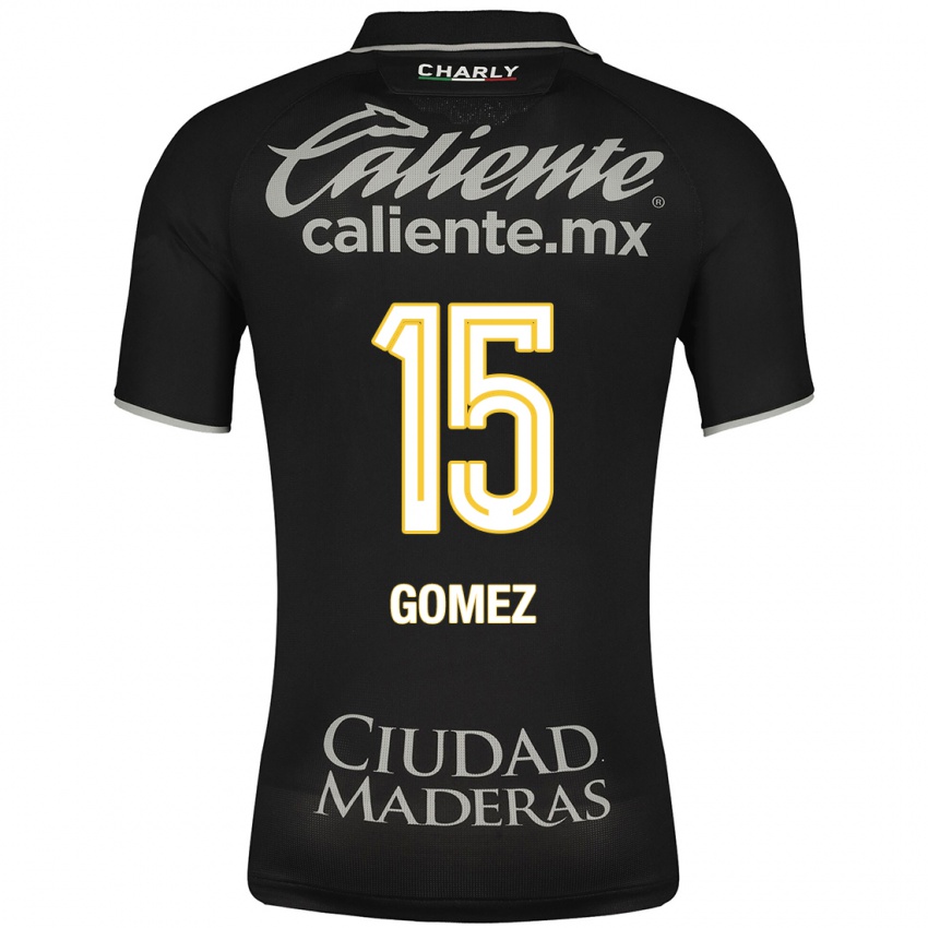 Hombre Camiseta Paulina Gómez #15 Negro 2ª Equipación 2023/24 La Camisa