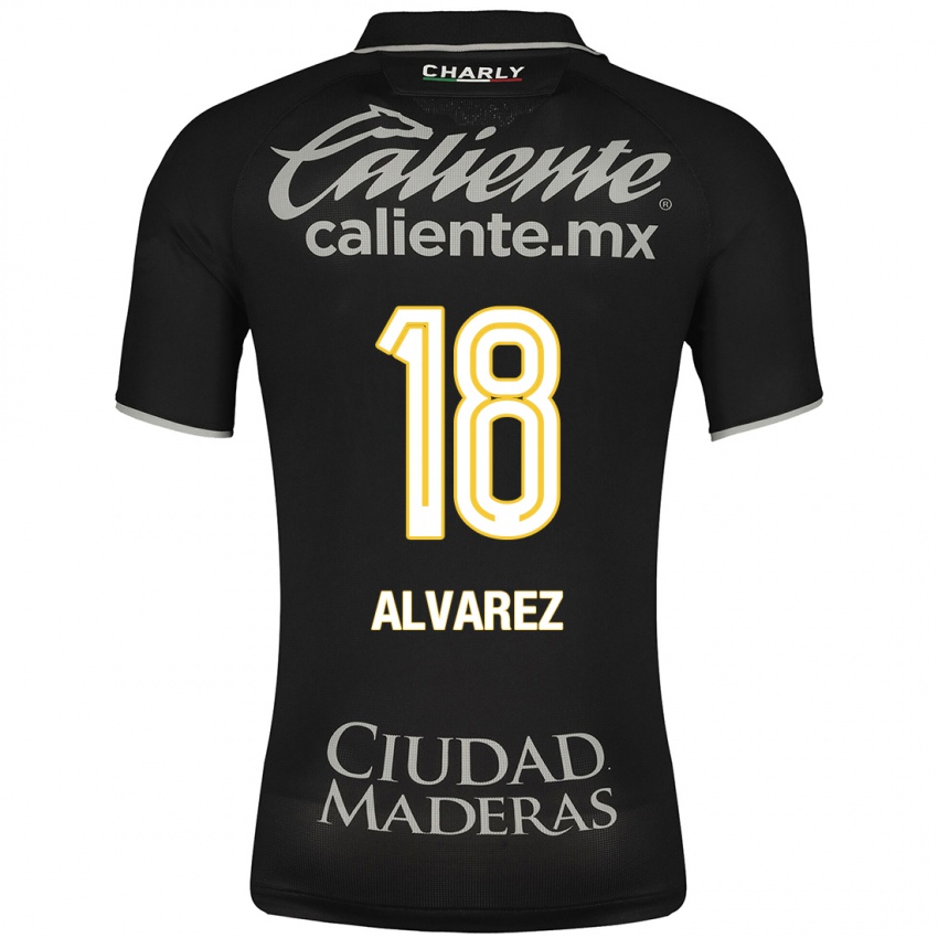 Hombre Camiseta Yazmin Álvarez #18 Negro 2ª Equipación 2023/24 La Camisa