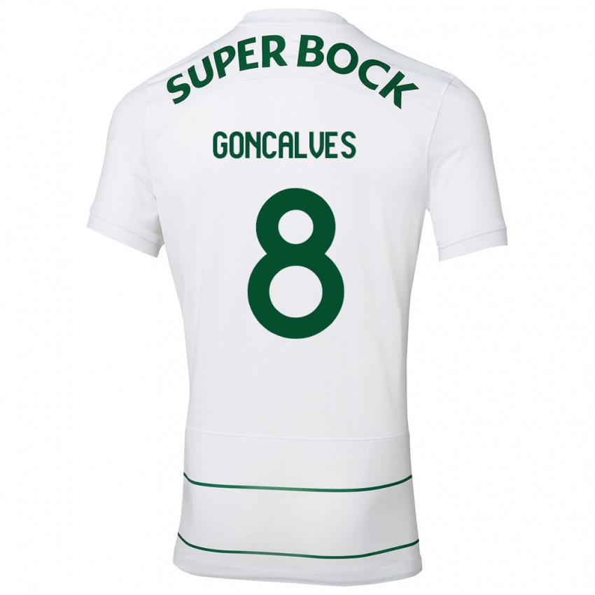 Hombre Camiseta Pedro Goncalves #8 Blanco 2ª Equipación 2023/24 La Camisa
