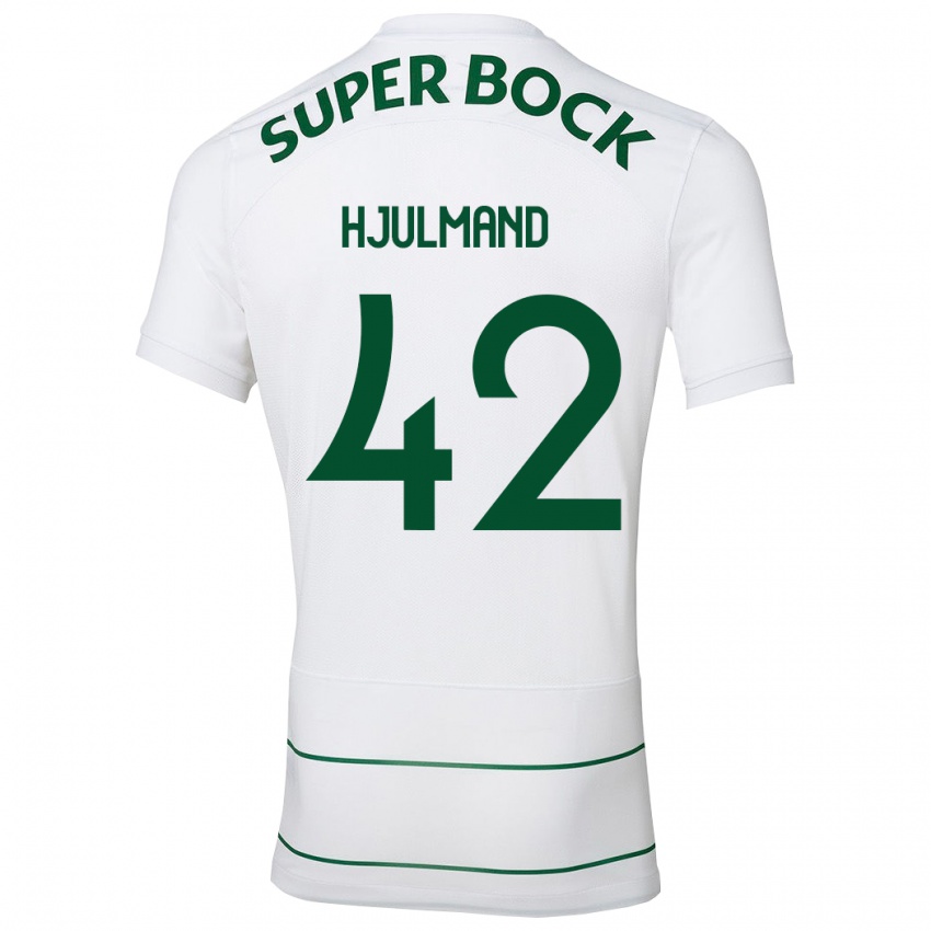 Hombre Camiseta Morten Hjulmand #42 Blanco 2ª Equipación 2023/24 La Camisa