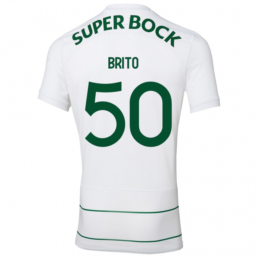 Hombre Camiseta Alexandre Brito #50 Blanco 2ª Equipación 2023/24 La Camisa