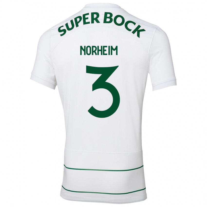 Hombre Camiseta Andrea Norheim #3 Blanco 2ª Equipación 2023/24 La Camisa