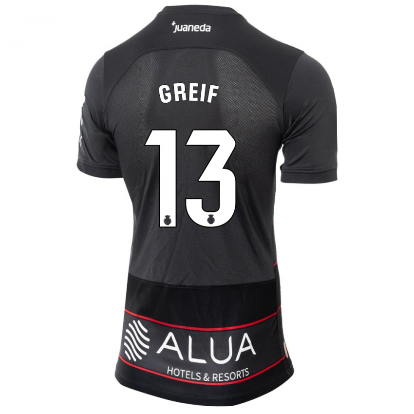 Hombre Camiseta Dominik Greif #13 Negro 2ª Equipación 2023/24 La Camisa