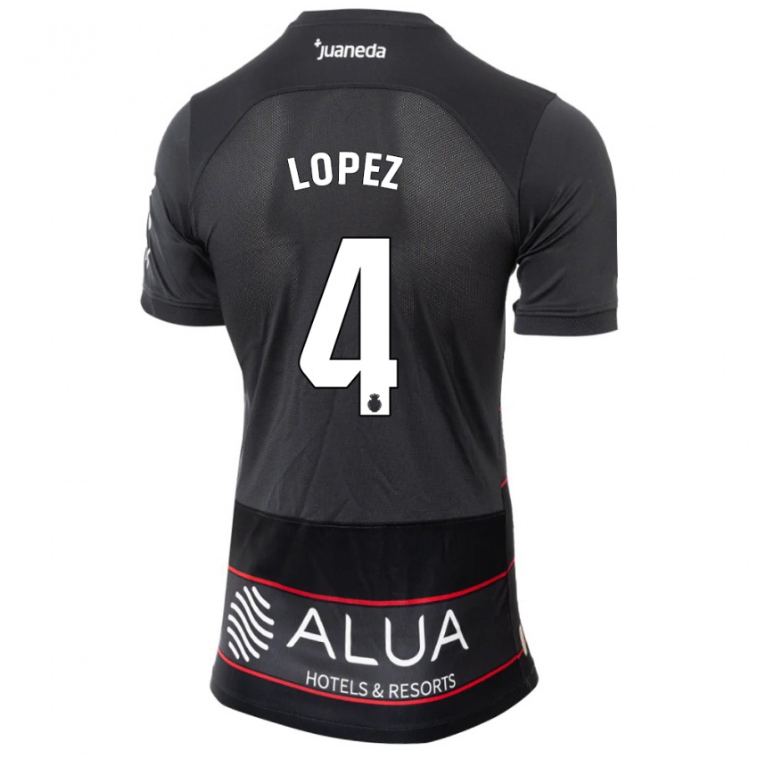 Hombre Camiseta David López #4 Negro 2ª Equipación 2023/24 La Camisa