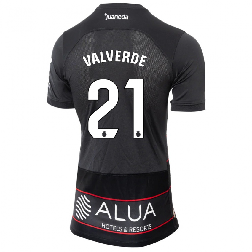 Hombre Camiseta David Valverde #21 Negro 2ª Equipación 2023/24 La Camisa