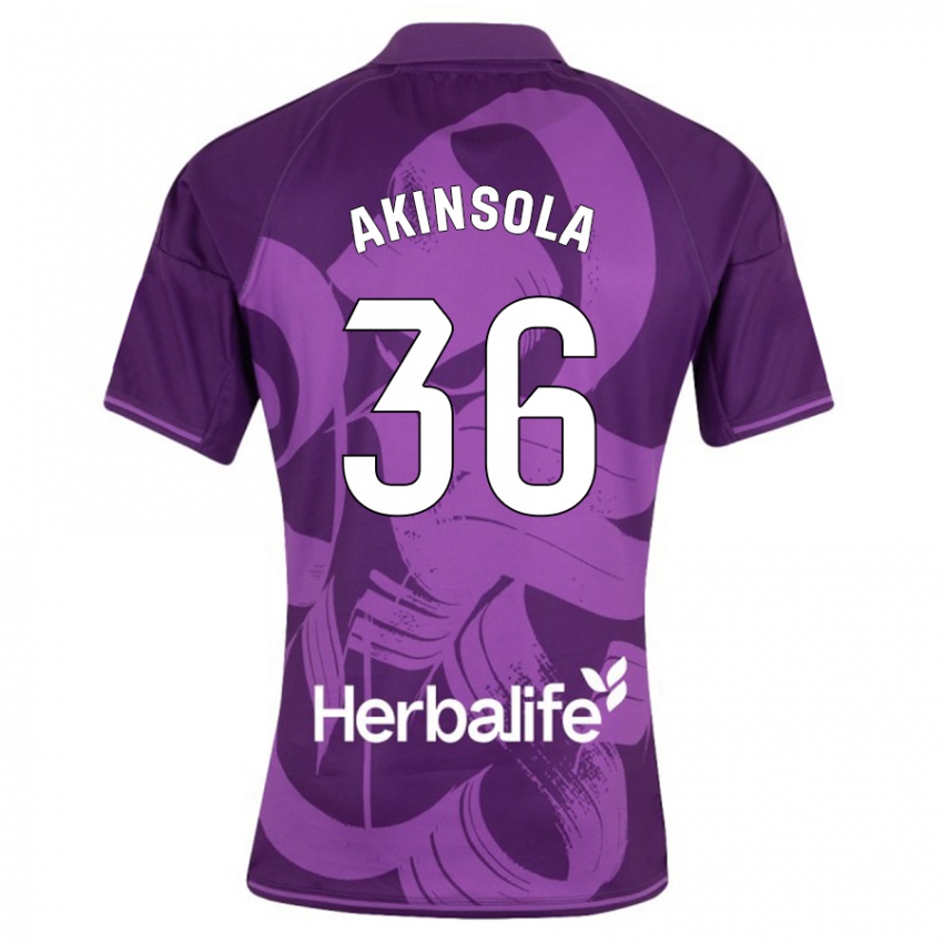 Hombre Camiseta Tunde Akinsola #36 Violeta 2ª Equipación 2023/24 La Camisa