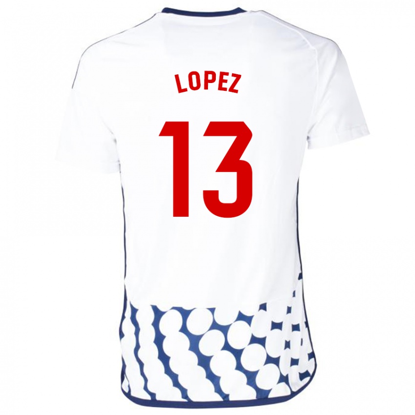 Hombre Camiseta Luis López #13 Blanco 2ª Equipación 2023/24 La Camisa
