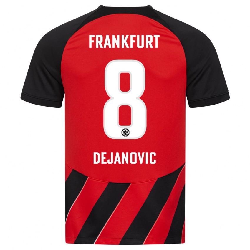 Mujer Camiseta Daniel Dejanovic #8 Negro Rojo 1ª Equipación 2023/24 La Camisa