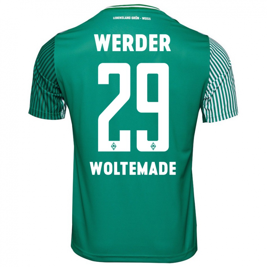 Mujer Camiseta Nick Woltemade #29 Verde 1ª Equipación 2023/24 La Camisa