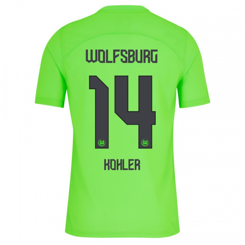 Mujer Camiseta Leonard Köhler #14 Verde 1ª Equipación 2023/24 La Camisa
