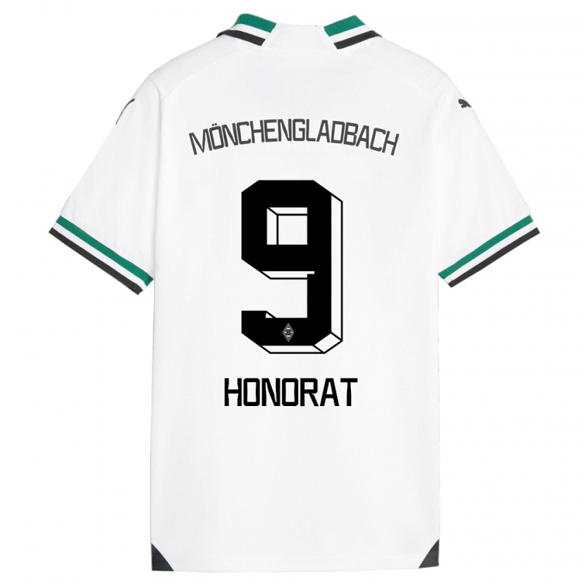Mujer Camiseta Franck Honorat #9 Blanco Verde 1ª Equipación 2023/24 La Camisa