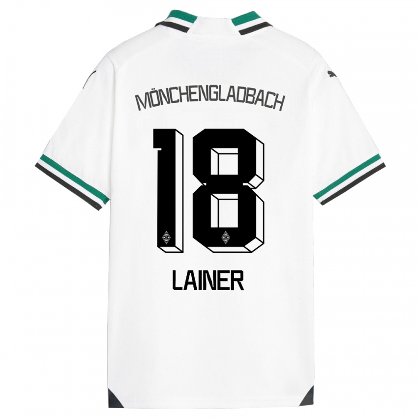 Mujer Camiseta Stefan Lainer #18 Blanco Verde 1ª Equipación 2023/24 La Camisa