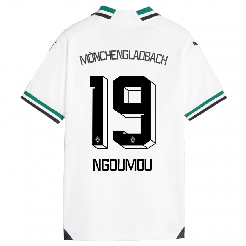 Mujer Camiseta Nathan Ngoumou #19 Blanco Verde 1ª Equipación 2023/24 La Camisa