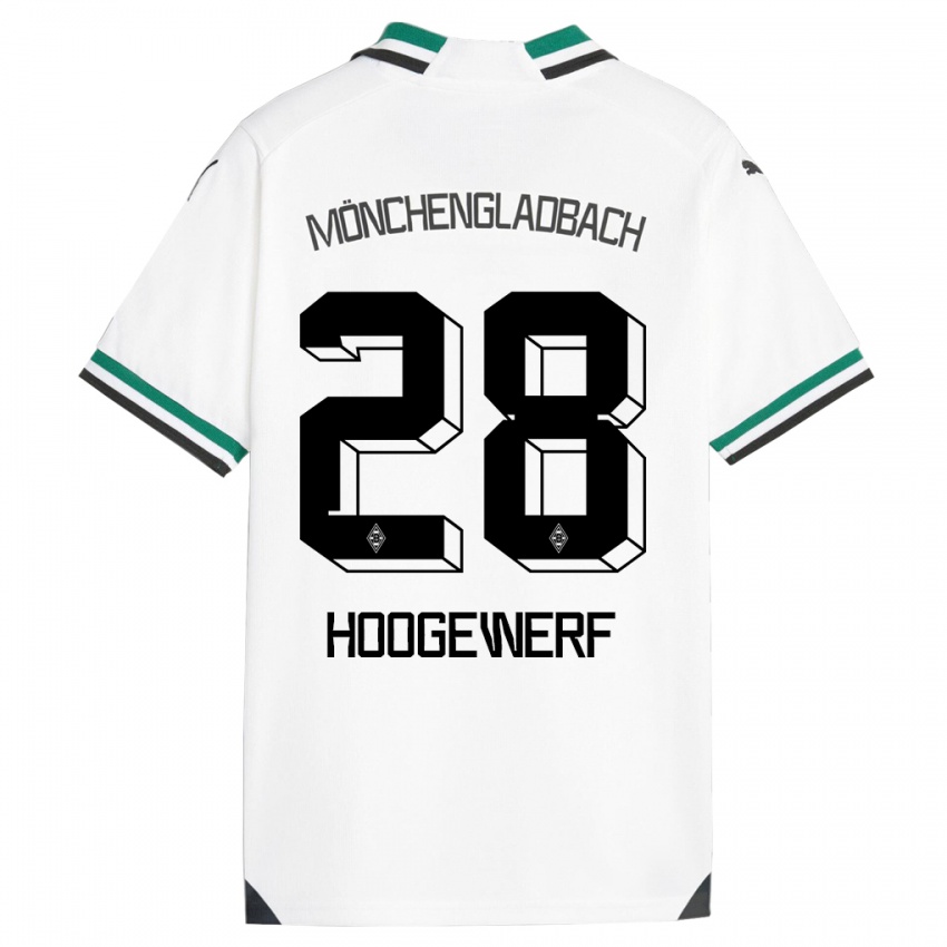 Mujer Camiseta Dillon Hoogewerf #28 Blanco Verde 1ª Equipación 2023/24 La Camisa