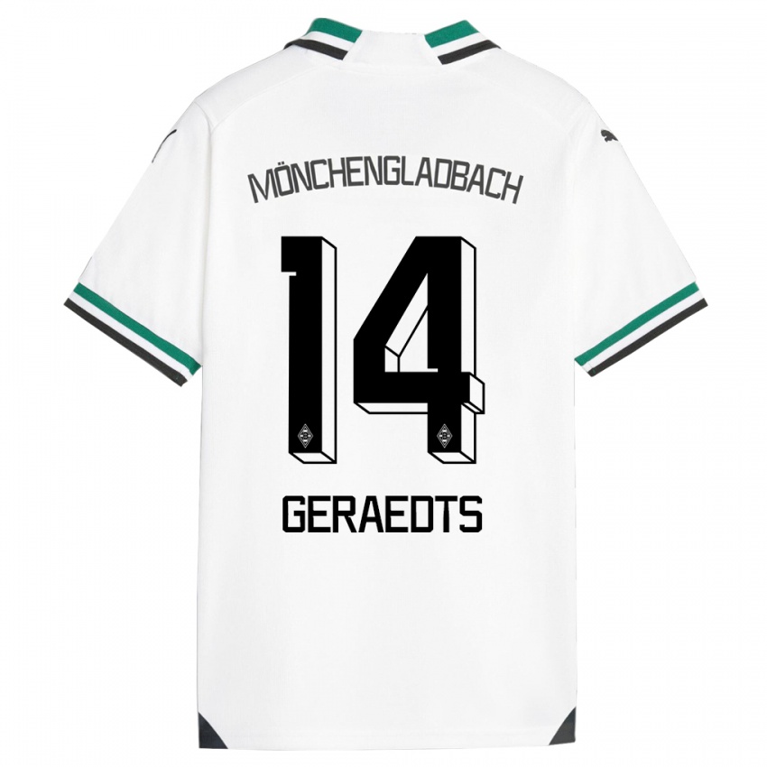Mujer Camiseta Kelsey Geraedts #14 Blanco Verde 1ª Equipación 2023/24 La Camisa