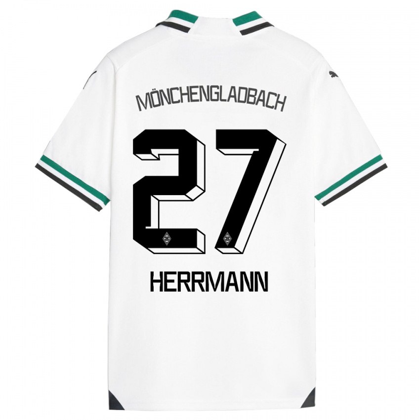 Mujer Camiseta Michelle Herrmann #27 Blanco Verde 1ª Equipación 2023/24 La Camisa