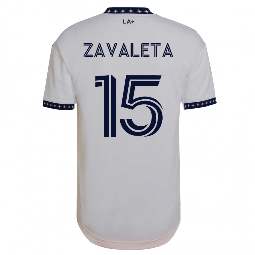 Mujer Camiseta Eriq Zavaleta #15 Blanco 1ª Equipación 2023/24 La Camisa