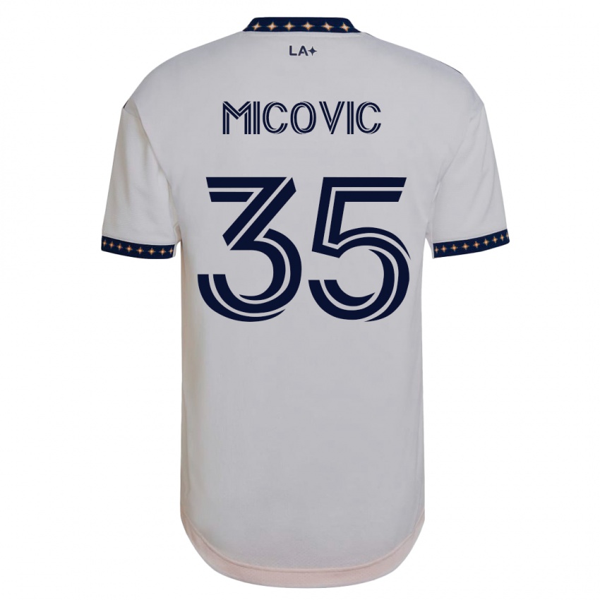 Mujer Camiseta Novak Micovic #35 Blanco 1ª Equipación 2023/24 La Camisa