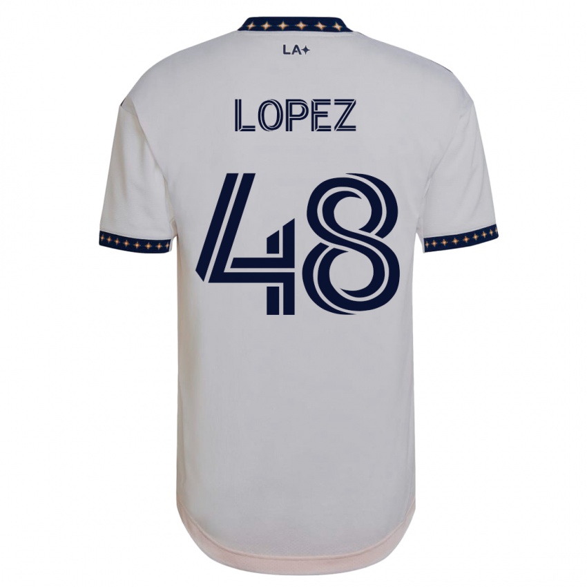 Mujer Camiseta Diego López #48 Blanco 1ª Equipación 2023/24 La Camisa