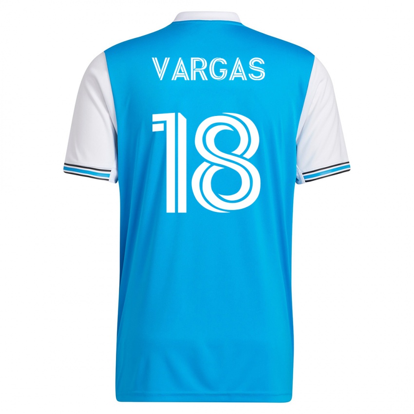 Mujer Camiseta Kerwin Vargas #18 Azul 1ª Equipación 2023/24 La Camisa
