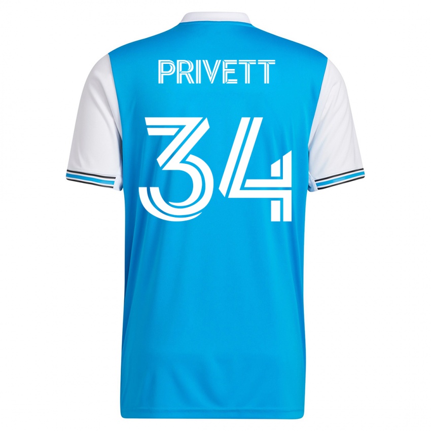 Mujer Camiseta Andrew Privett #34 Azul 1ª Equipación 2023/24 La Camisa