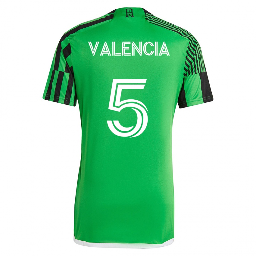 Mujer Camiseta Jhojan Valencia #5 Verde Negro 1ª Equipación 2023/24 La Camisa