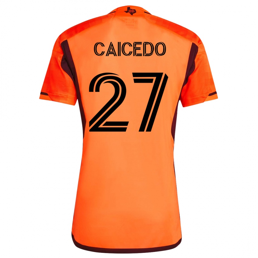 Mujer Camiseta Luis Caicedo #27 Naranja 1ª Equipación 2023/24 La Camisa