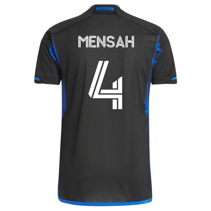 Mujer Camiseta Jonathan Mensah #4 Azul Negro 1ª Equipación 2023/24 La Camisa