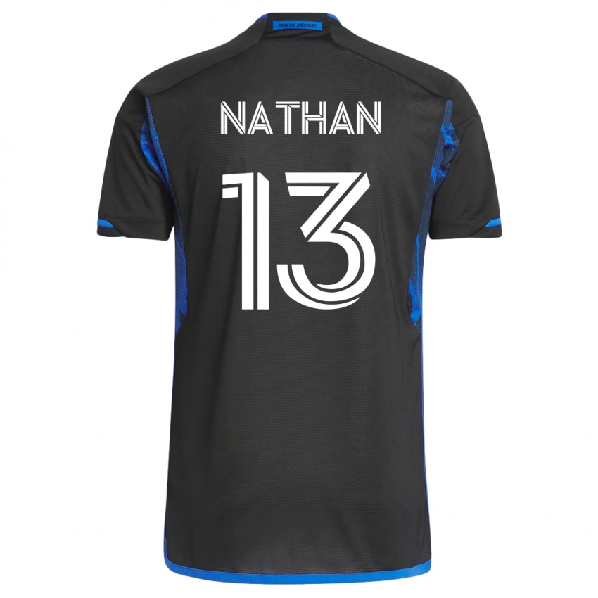 Mujer Camiseta Nathan #13 Azul Negro 1ª Equipación 2023/24 La Camisa